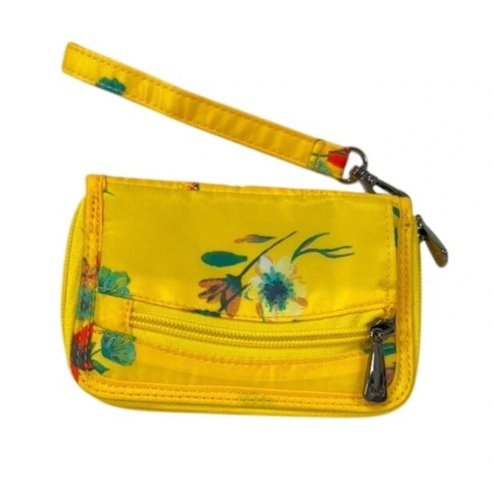 Lug Yellow Floral Wristlet Pouch Cosmetic‎ Bag Organizer Wallet